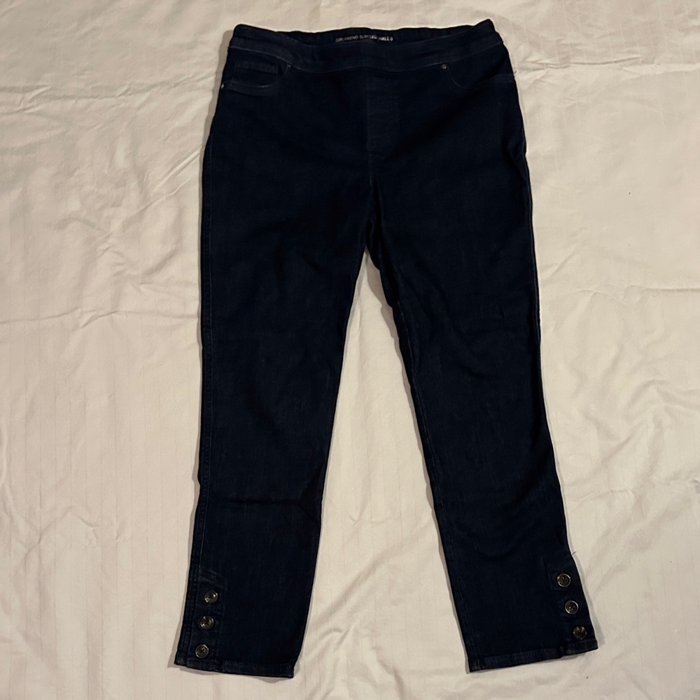 Chico's Dark Blue Girlfriend Slim Leg Ankle Pants